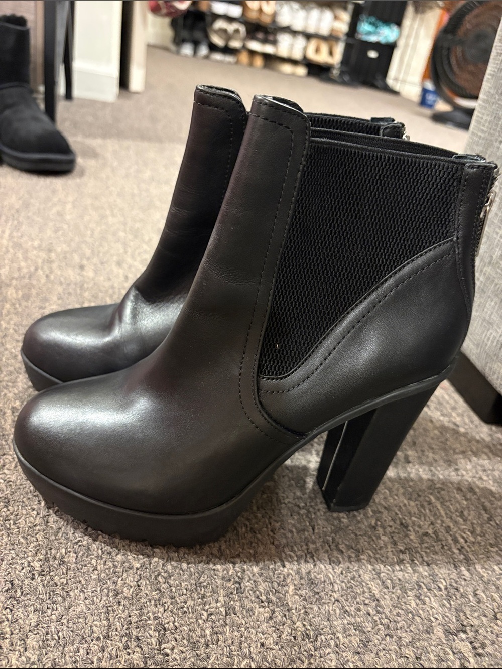 Steve Madden Women’s Black Platform Ankle Boots Heels 8.5